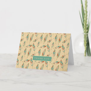 Add Your Text Coral Feather Pattern Thank You Card