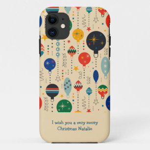 Add your text Cute ornaments in retro look iPhone 11 Case