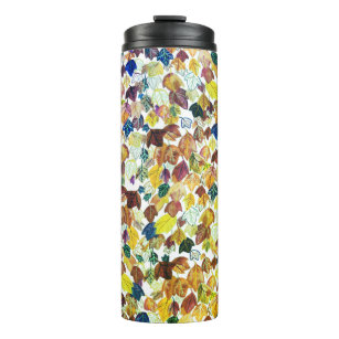Add your text! Falling Leaves Autumn Watercolor Thermal Tumbler