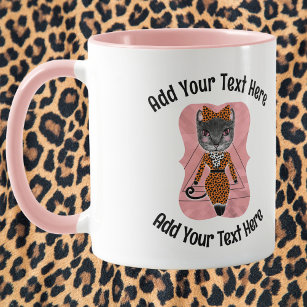 Add Your Text Fancy Boss Lady Cat Coffee Mug