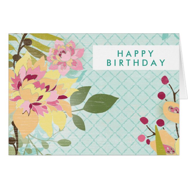 Add Your Text | Floral Garden, Blue Background (Front Horizontal)