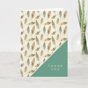 Add Your Text Geometric Feather Pattern Thank You Card
