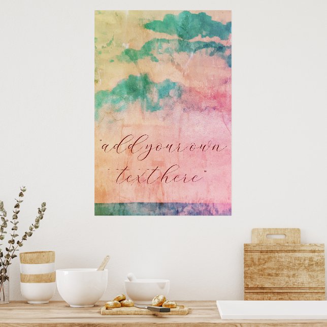 Add Your Text Grunge Watercolor Landscape Poster (Kitchen)