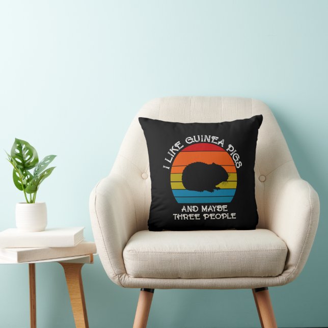 Add Your Text, Guinea Pig on Red Blue Sunset  Cushion (Chair)