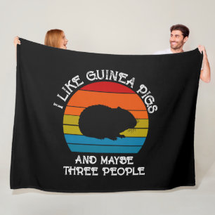 Add Your Text, Guinea Pig on Red Blue Sunset Fleece Blanket
