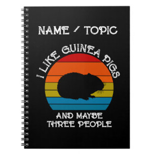 Add Your Text, Guinea Pig on Red Blue Sunset Notebook