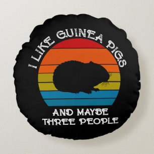 Add Your Text, Guinea Pig on Red Blue Sunset Round Cushion