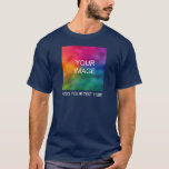 Add Your Text Image Business Logo Photo Men's T-Shirt<br><div class="desc">Add Your Text Image Business Logo Photo Template Men's Navy Blue Basic Dark T-Shirt.</div>