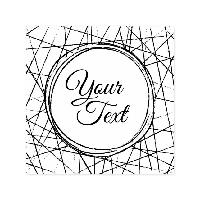 Add your text in hand drawn lines art frame self-inking stamp (Design)