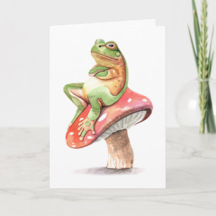 Add Your Text Inside   Froggy on a Mushroom Card