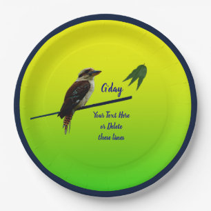 Add Your Text, Kookaburra Australia Day Party 9" Paper Plate