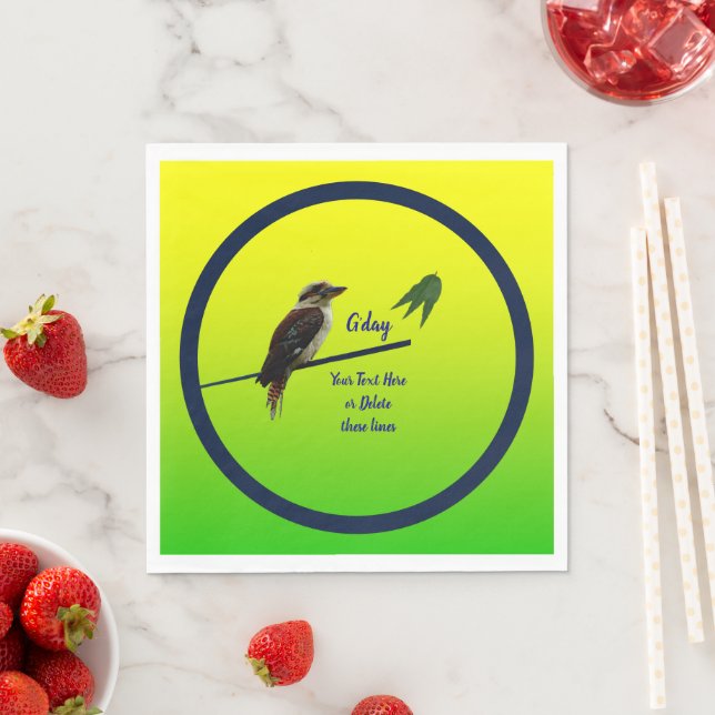 Add Your Text, Kookaburra Australian Party  Napkin (Insitu)