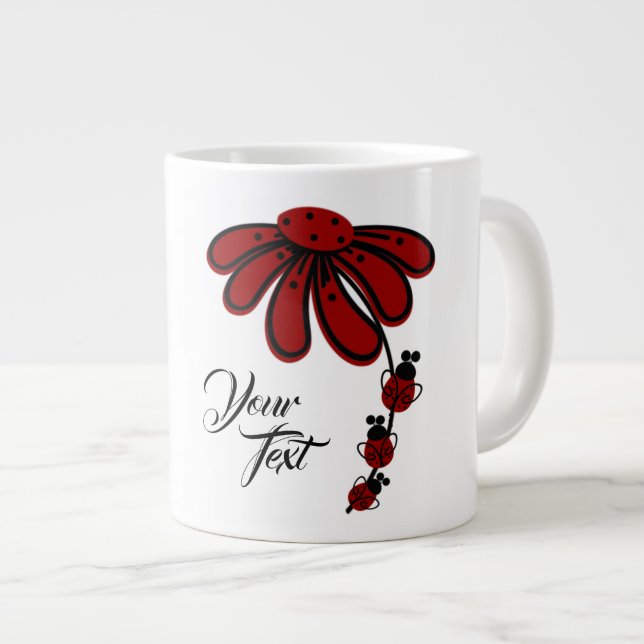 Add Your Text Ladybug Gift Jumbo Mug (Front Right)