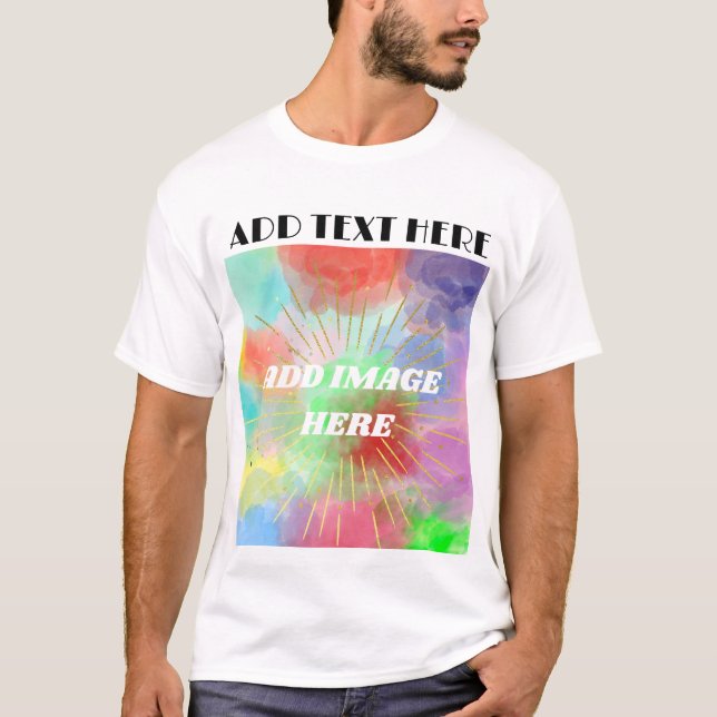 Add Your Text Logo Image Double Side White T-Shirt (Front)