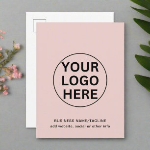 Add Your Text & Logo l Promotional Blush Pink  Postcard