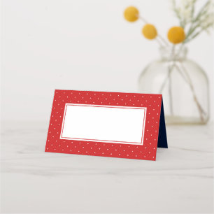 Add Your Text Modern Red and White Polka Dot Place Card
