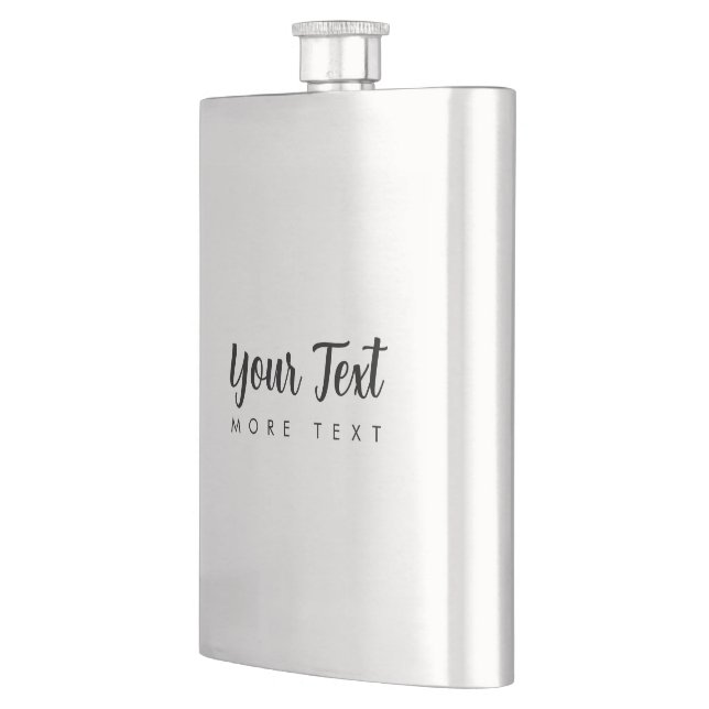 Add Your Text Modern Template Silver Typography Hip Flask (Left)