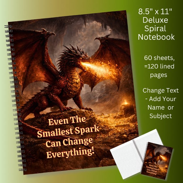 Add Your Text Name Fire Dragon In His Lair Notebook (Creator Uploaded)