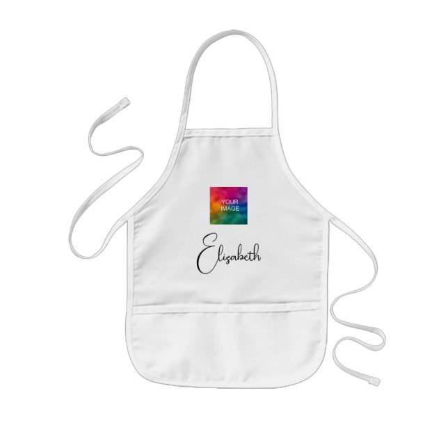 Add Your Text Name Photo Here Girls Boys Kids Apron (Front)