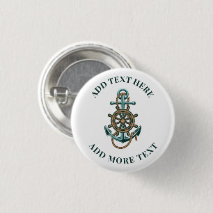 Add Your Text Nautical Anchor Theme 3 Cm Round Badge