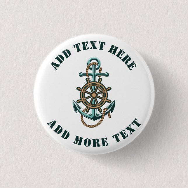 Add Your Text Nautical Anchor Theme 3 Cm Round Badge (Front)