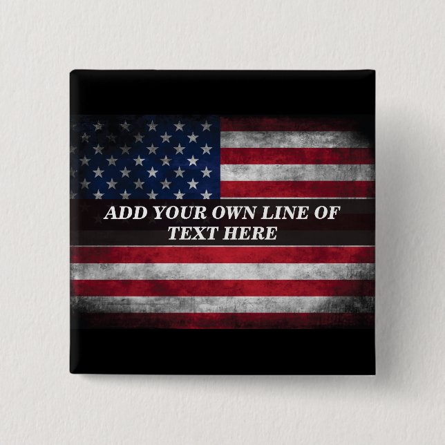 Add your text on American flag 15 Cm Square Badge (Front)