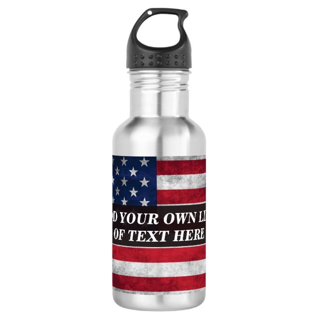 Add your text on American flag  532 Ml Water Bottle (Front)