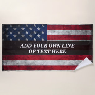 Add your text on American flag Beach Towel