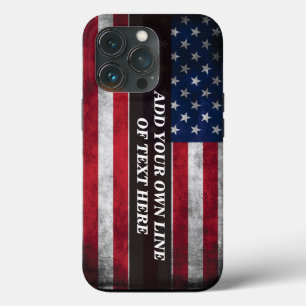 Add your text on American flag iPhone 13 Pro Case