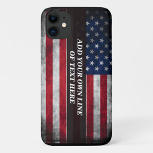 Add your text on American flag iPhone 11 Case