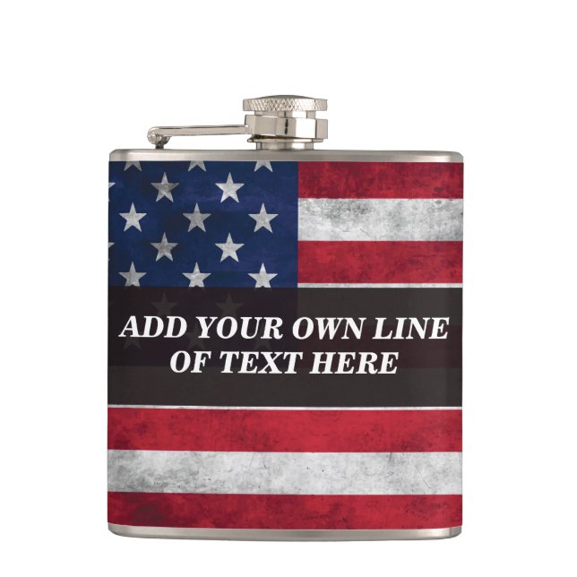 Add your text on American flag  Hip Flask (Front)