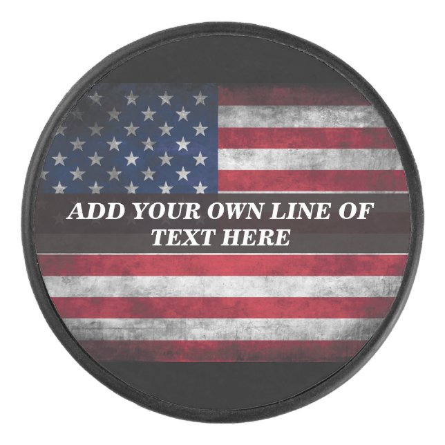 Add your text on American flag  Hockey Puck (Front)