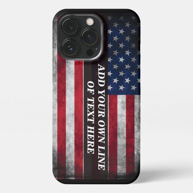Add your text on American flag  iPhone Case (Back)