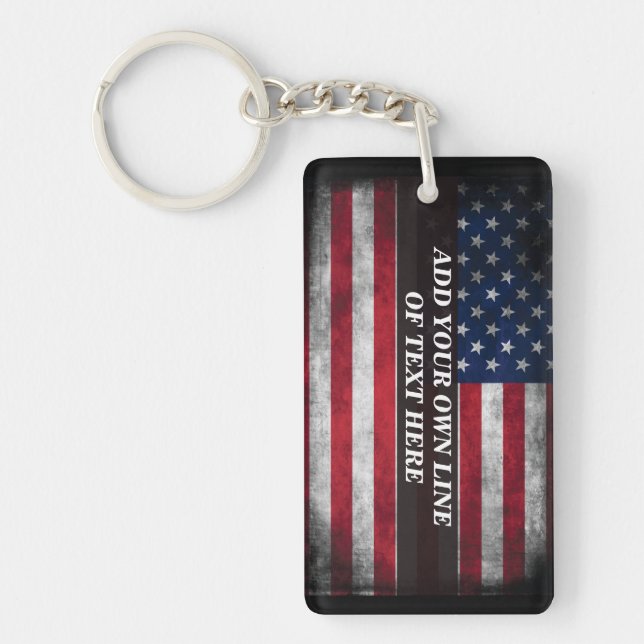 Add your text on American flag  Key Ring (Front)