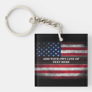 Add your text on American flag  Key Ring