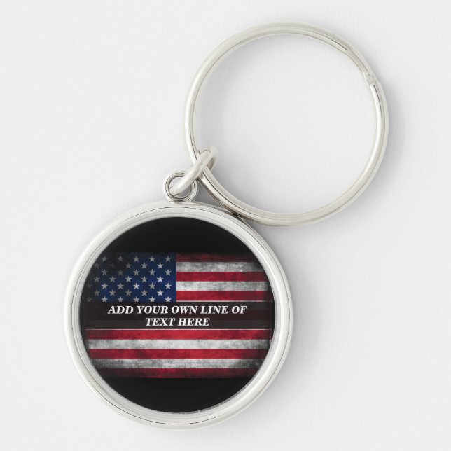 Add your text on American flag Key Ring (Front)