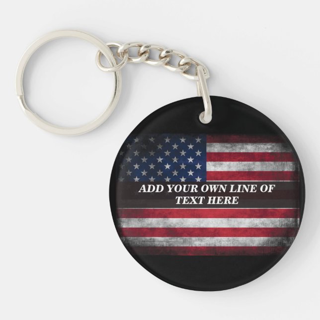 Add your text on American flag  Key Ring (Front)