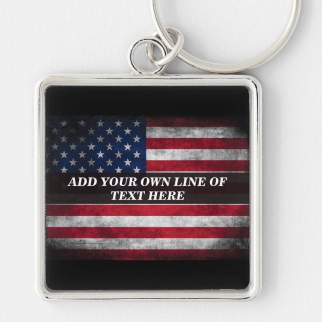 Add your text on American flag Key Ring (Front)