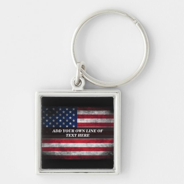 Add your text on American flag  Key Ring (Front)