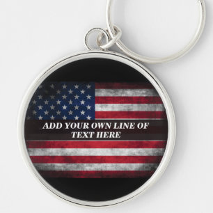 Add your text on American flag  Key Ring