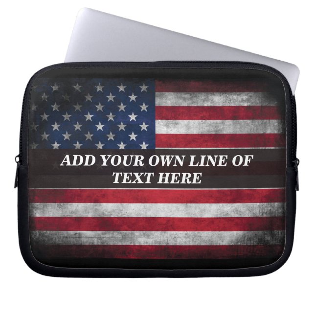 Add your text on American flag  Laptop Sleeve (Front)
