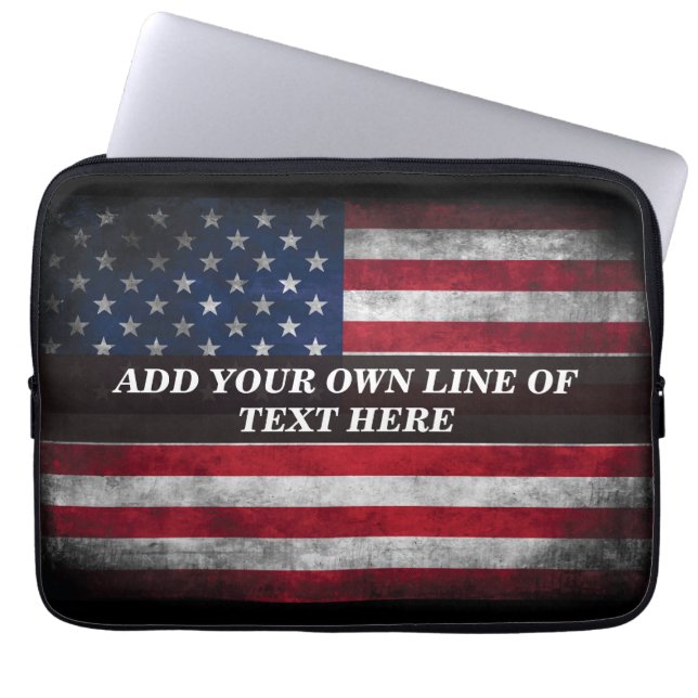 Add your text on American flag  Laptop Sleeve (Front)