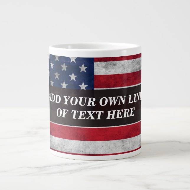 Add your text on American flag  Large Coffee Mug (Front)