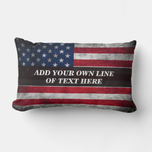 Add your text on American flag  Lumbar Cushion