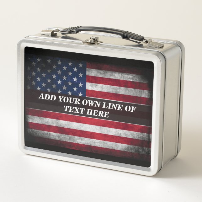 Add your text on American flag  Metal Lunch Box (Front)