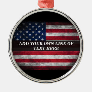 Add your text on American flag Metal Ornament
