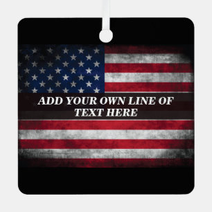 Add your text on American flag  Metal Tree Decoration