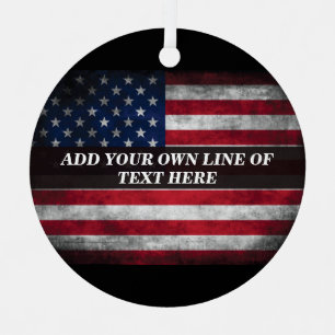 Add your text on American flag  Metal Tree Decoration