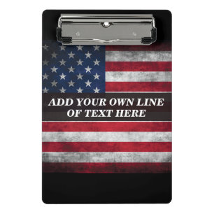 Add your text on American flag  Mini Clipboard
