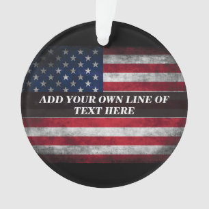 Add your text on American flag Ornament